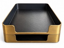 RARE Vintage Radius One William Sklaroff Smith Metal Arts Letter Trays MCM Pair picture