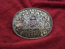Lone Star Team Roping☆1981☆ RODEO X~TREME CHAMPION☆Texas☆TROPHY BUCKLE☆Rare☆W83 picture