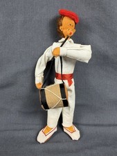 Vintage Nistis Klumpie Roldan Musician Drum Flute Red White Felt Cloth Man Doll picture