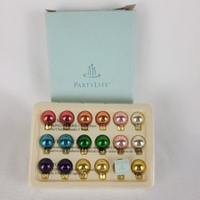 PartyLite Glowing Hanging Glass Ball Ornament Set 18pc Multicolor P7855 RARE picture