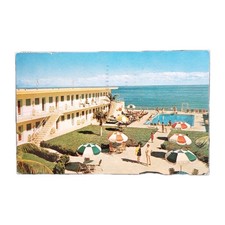 Miami Beach FL Florida Carib Motel Pool Ocean View Vtg Postcard picture