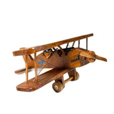 Vintage Handcrafted Wooden WWI German Biplane Model Iron Cross Folk Art 11.5