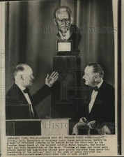 1966 Press Photo Douglas Dillon presents bust to President Johnson - nox16141 picture