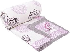 Indian Quilt Pink & White Hand Block Printed Cotton Quilt,Queen Size[90X108]Inch picture