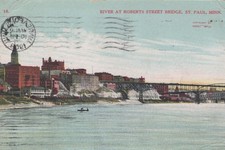 River at Roberts Street Bridge St. Paul MN Postcard 1909 Sweet Divided Back picture