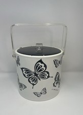 Vintage 1960s Butterfly Ice Bucket Black White Mid Century Retro Georges Briard picture