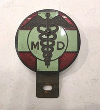 MD Plate Physician Medical Doctor Vintage 1950's 1960's Caduceus  picture