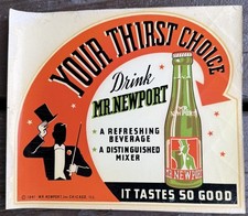 1941 Copyright Drink Mr. Newport Decal with Mr. Newport in a Top Hat - NOS picture