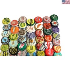 100 Unique Vintage Soda Bottle Caps - Rare Metal Collectibles in Mixed Designs picture