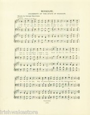 UNIVERSITY OF MISSOURI Original Antique Song Sheet c 1903