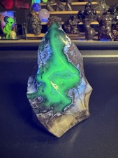 7859 Volcano Agate Flame Trapped Uranium 3.6”T 2.4”W 2.0”TH 12 Oz. picture
