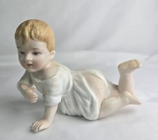 Piano Baby Vintage Bisque Porcelain Antique- Boy Crawling 23/115 picture
