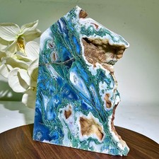 5.81LB Natural water grass agate crystal obelisk quartz crystal energy column picture