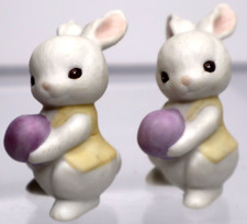 2 vintage Hallmark bisque porcelain Easter Bunny Rabbit figurines 2.5