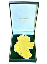 Connemara Marble Green Marble Paperweight 4 in Ireland Map Shamrock in Box picture