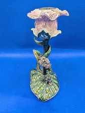 Bejeweled Floral Metal with Rhinestones & Enamel Candlestick Holder - FHC2 picture