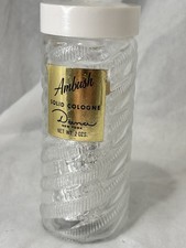Vintage Dana Ambush Solid Cologne 2 oz Spiral Glass Jar 1950s Rare picture