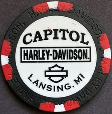 Harley Davidson Wide Print Poker Chip from Capitol HD in Lansing, Michigan picture