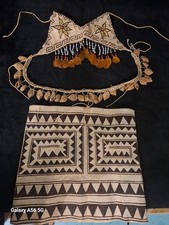 Vintage Bora Tribe Amazon Rainforest Women's Traditional Dance Outfit – 3 Piece picture