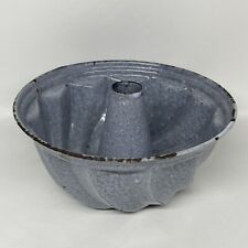 Vtg Bluish Gray Graniteware Jello Mold Cake Pan Enamelware 6.75