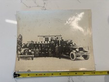 Large Original Vintage Photo Germantown Fire Dept. W/ Fire Trucks 8 By 10 Orig.  picture