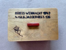WW2 OLD German 4 / Gebirgsjäger-Regiment 136 Kriegs Weihnachten 1943 Wooden Box picture