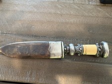 Antique Sterling Silver Mounted Dirk Dress Knife Leather Sheath Victorian picture