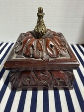 Vintage Bombay Company Wooden Trinket Box With Brass Finnel picture