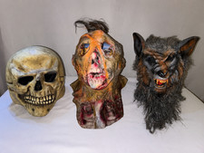 Lot of 3 older/vintage Latex Halloween horror mask Wolfman Skull Zombie picture