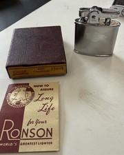 VINTAGE RONSON CHROMIUM STANDARD LIGHTER UNFIRED IN BOX NO MONOGRAM #688 picture