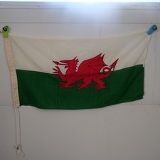 Vintage Welsh Stitched Flag 34x19 Inches  picture