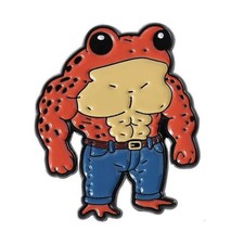 Orange Muscle Frog Enamel Pin - Beefy Boi - Buff Muscular Animals picture