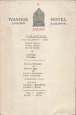 1965 The Ivanhoe Hotel Vintage English Breakfast Menu London England U.K. picture