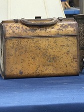 Rare Antique c.1900 Huntley & Palmers Gladstone Bag Biscuit Tin picture