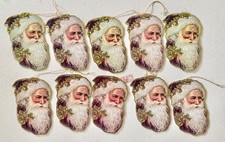 10 Gold Foil Die Cut CB Victorian Style Christmas Ornaments - St. Nick Purple picture
