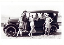Six Flapper Girls with 1920s Touring Car Photo picture