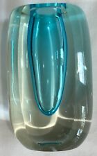 Mid Century Modern Art Glass Sommerso Style Vase  Bud Blue Clear picture