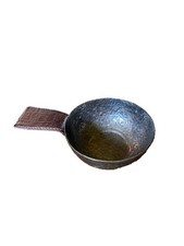 Vtg Plata Lappas Argentina Silver Plate Bowl Leather Handle Hammered Nut Dish picture