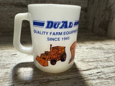 Vintage Mike Glass Coffee Cup Dual Farm Equipment Loaders Dump Wagon Spreaders picture