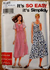 High Waisted Dress Pattern Simplicity 9581 Size XS to XL 1990's Fashion Uncut picture
