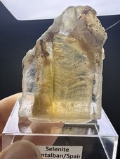 Natural Phantom Selenite W/Orange Inclusions On Stand Spain 👀 Minerals Quartz picture