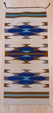 Vintage Handwoven Wool Southwestern Table Runner Rug 15x34 Zapotec Geometric picture