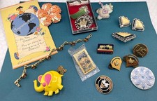 Grandma’s Jewelry & junk drawer lot brooches pins card Avon bracelet picture