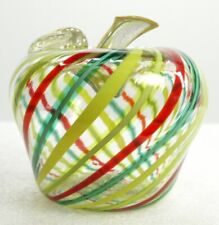 VINTAGE MURANO CLEAR APPLE PAPERWEIGHT W/ 