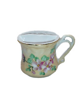Vintage Shaving Scuttle Mug Hand Painted Cherry Blossom Flowers Porcelain 3 Hole picture