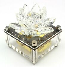 SANKYO ♫  HOWLS MOVING CASTLE  ♫ ACRYLIC CUBIC WITH CRYSTAL FLOWER MUSIC BOX picture