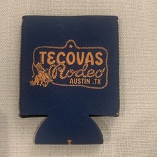 Tecovas Rodeo Austin TX (Texas) Blue & Orange Koozie 2-Sided Logo 4”x4” picture