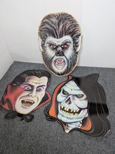 Lot Of 3 1983 Beistle Co Die Cut Paper Halloween Decor Dracula Werewolf Reaper picture