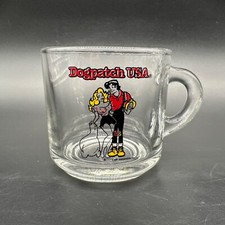 Vintage Dogpatch USA Glass Mug Lil Abner Schmoo Retro Souvenir Clear Retro Red picture