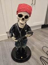 SEE VIDEO VINTAGE Gemmy LA GRANGE ZZ TOP HALLOWEEN BIKER Guitar Rocker SKELETON picture